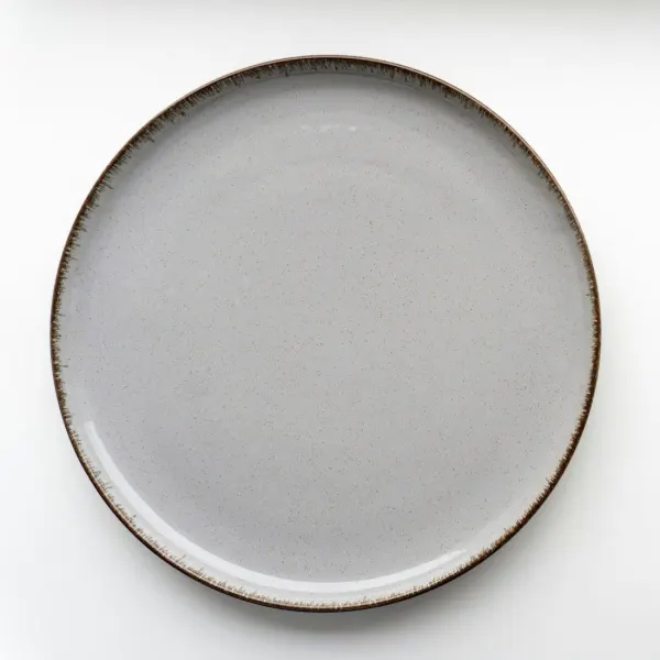 Stoneware side plate, grey rim