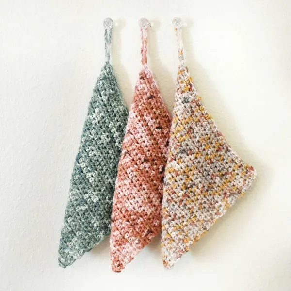 Knitted dishcloths, set of three